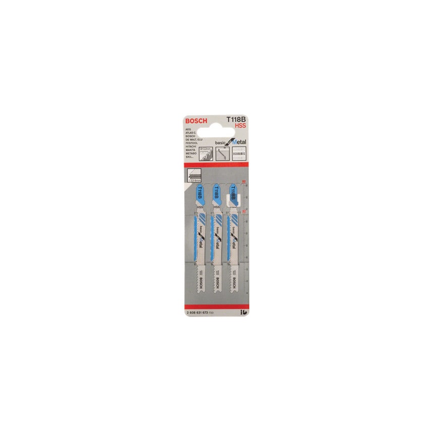 T118B Basic for Metal Jigsaw Blades, Pack of 3 (2 608 631 673)