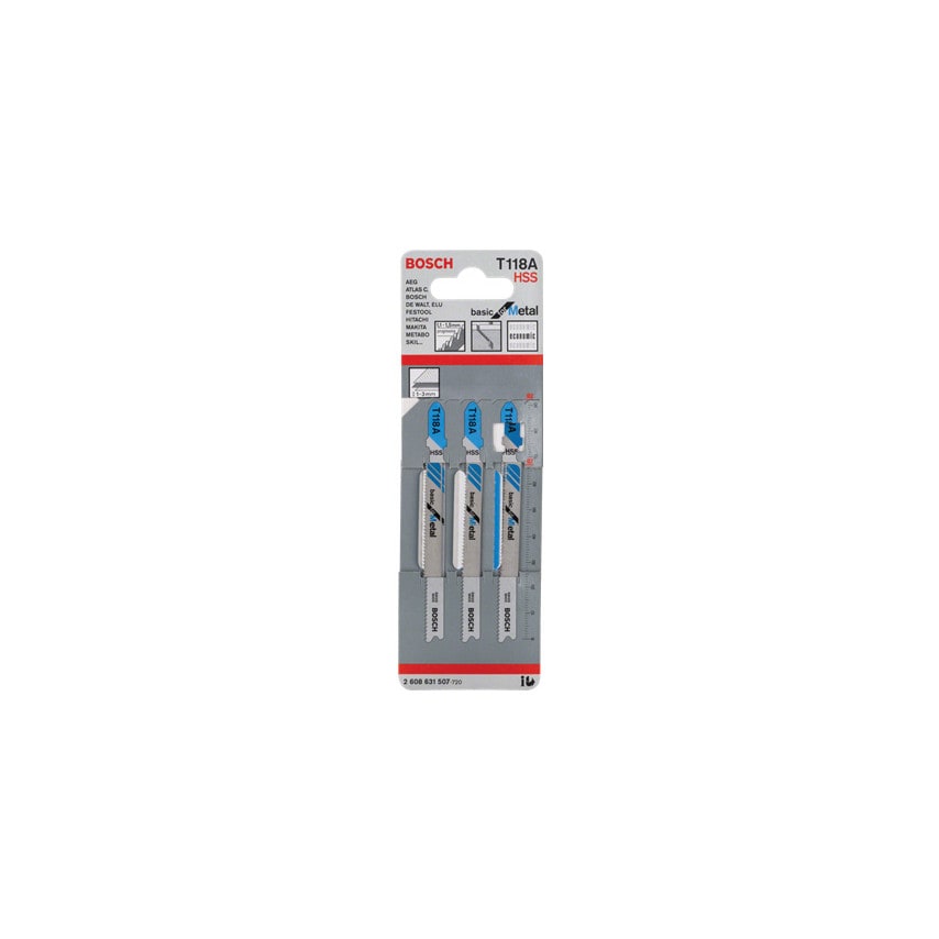 T118 A Basic for Metal Jigsaw Blades - 2 608 631 013, Pack of 5