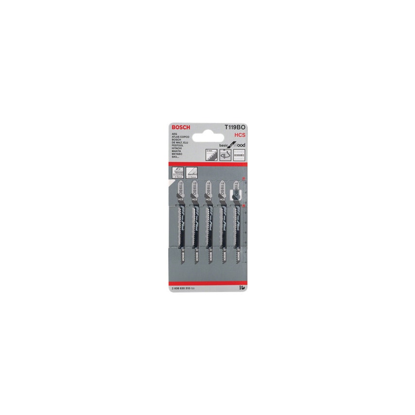 T119 BO Basic for Wood Jigsaw Blades - 2 608 630 310, Pack of 5