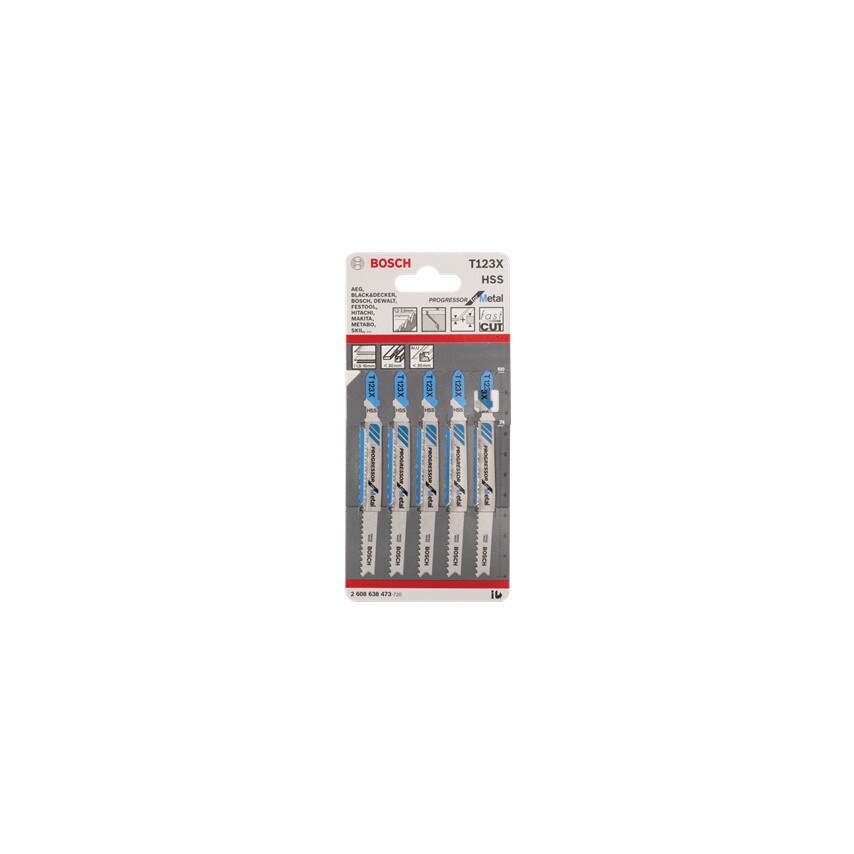 T123 XF Progressor for Metal Jigsaw Blades -2 608 638 473, Pack of 5