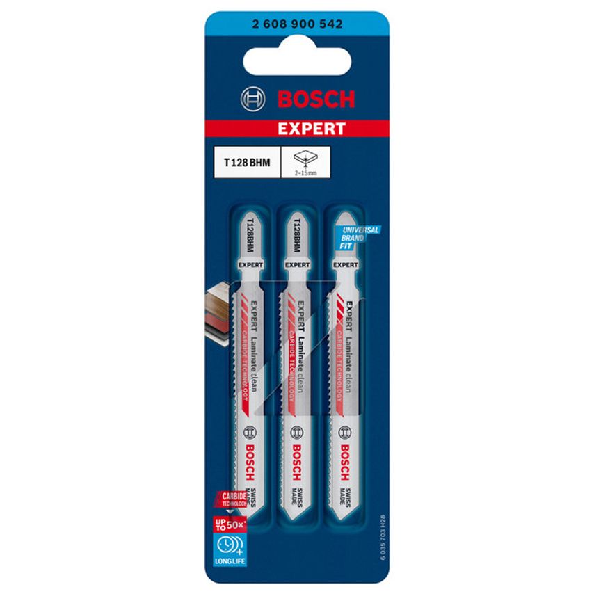 T128BHM Expert Laminate Clean Jigsaw Blades (3 Pack)