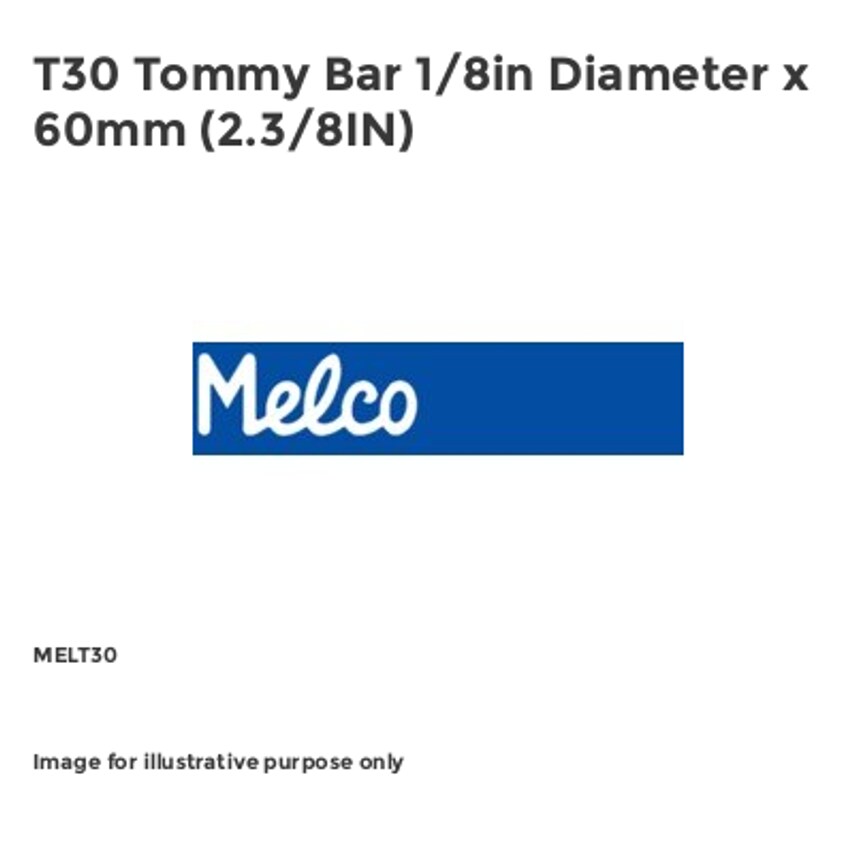 T30 Tommy Bar 1/8in Diameter x 60mm (2.3/8IN)