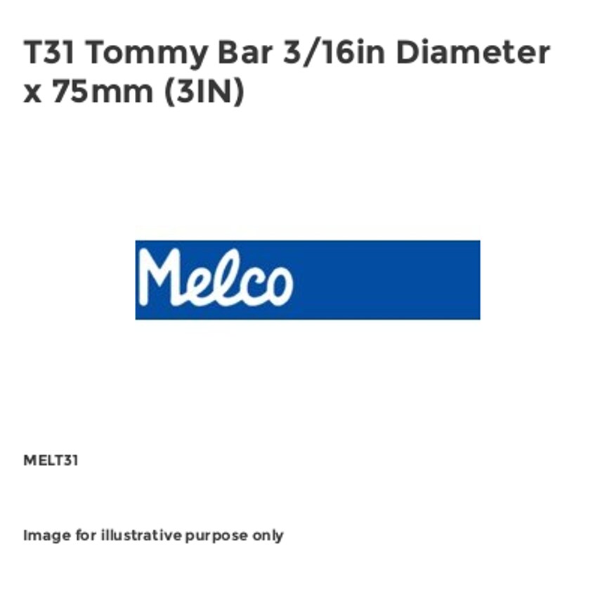 T31 Tommy Bar 3/16in Diameter x 75mm (3IN)