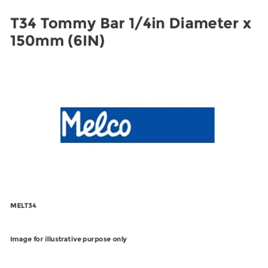 T34 Tommy Bar 1/4in Diameter x 150mm (6IN)