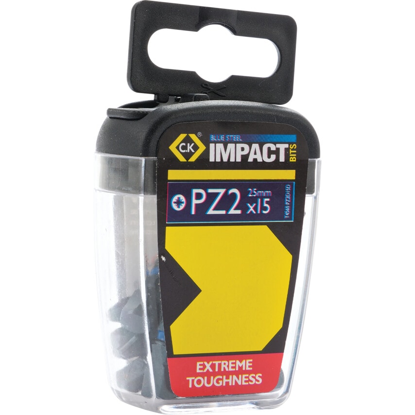 T4560 PZ2D15 25mm PZ2 Blue Steel Impact Screwdriver Bit, Box of 15
