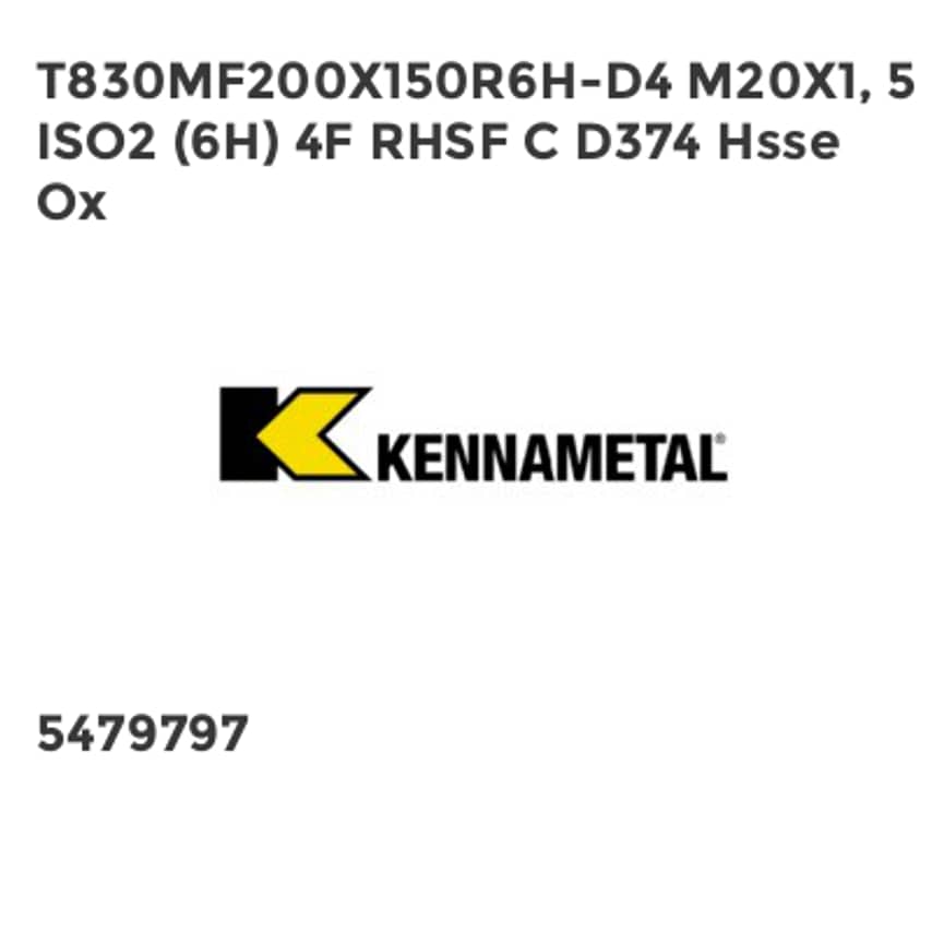T830MF200X150R6H-D4 M20X1, 5 ISO2 (6H) 4F RHSF C D374 Hsse Ox