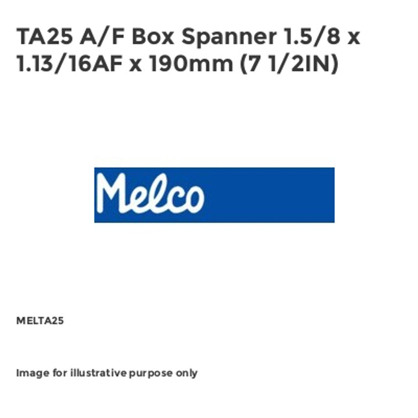 TA25 A/F Box Spanner 1.5/8 x 1.13/16AF x 190mm (7 1/2IN)