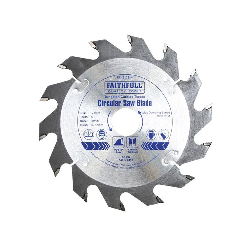 TCT Circular Saw Blade 128 x 20mm x 14T POS FAIZ12814