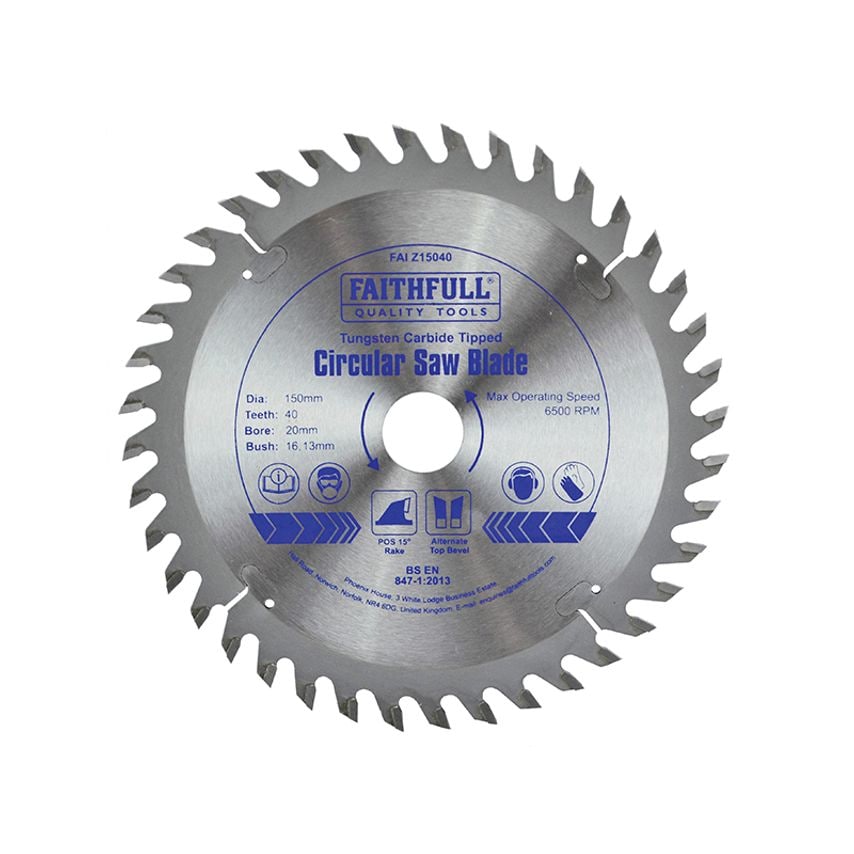 TCT Circular Saw Blade 150 x 20mm x 40T POS FAIZ15040