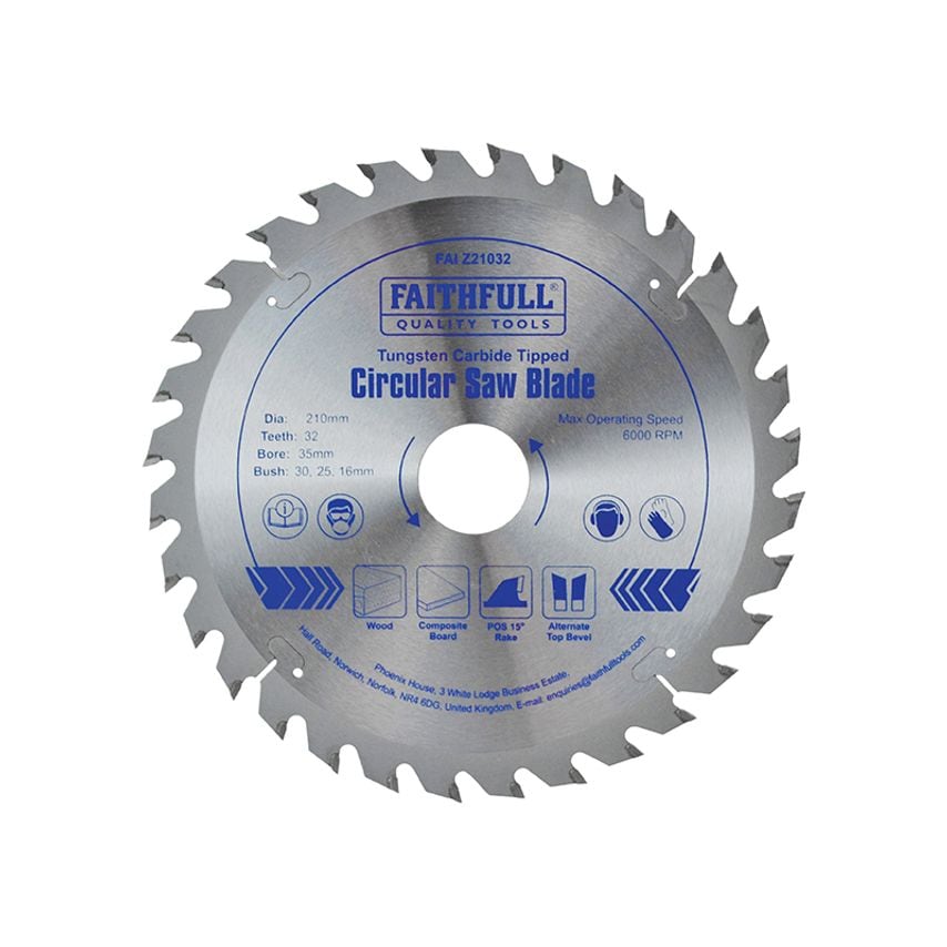 TCT Circular Saw Blade 210 x 35mm x 32T POS FAIZ21032