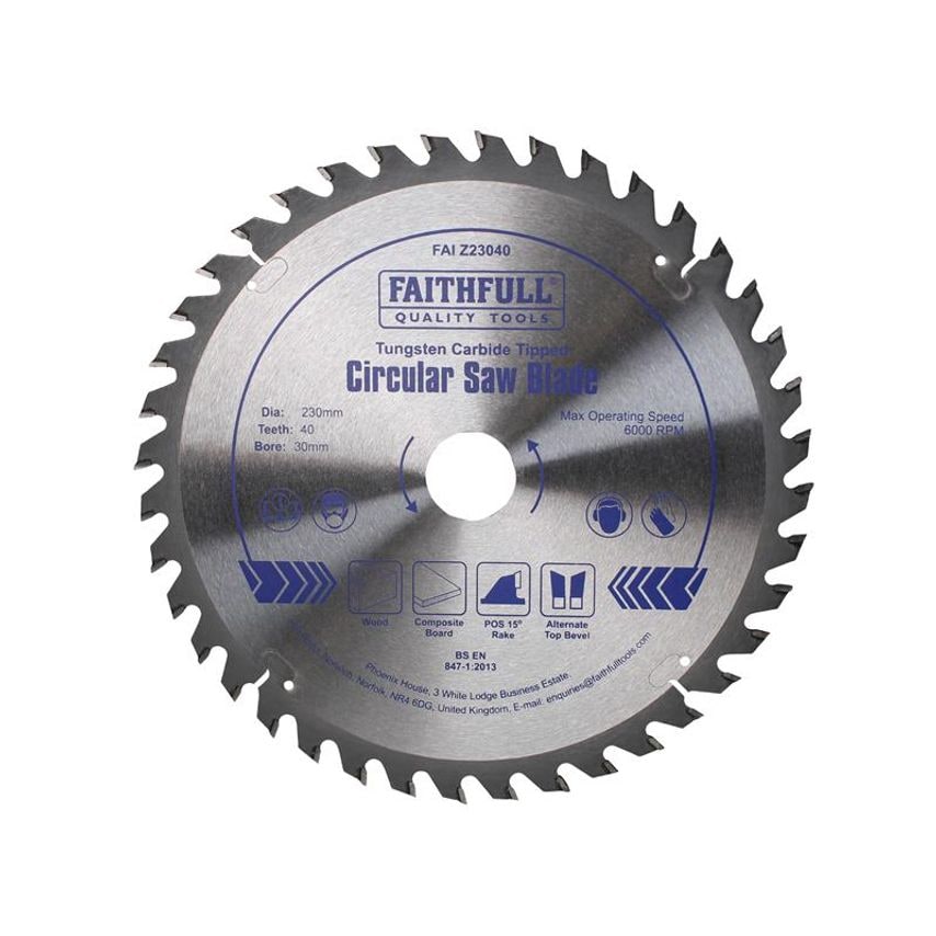 TCT Circular Saw Blade 230 x 30mm x 40T POS FAIZ23040