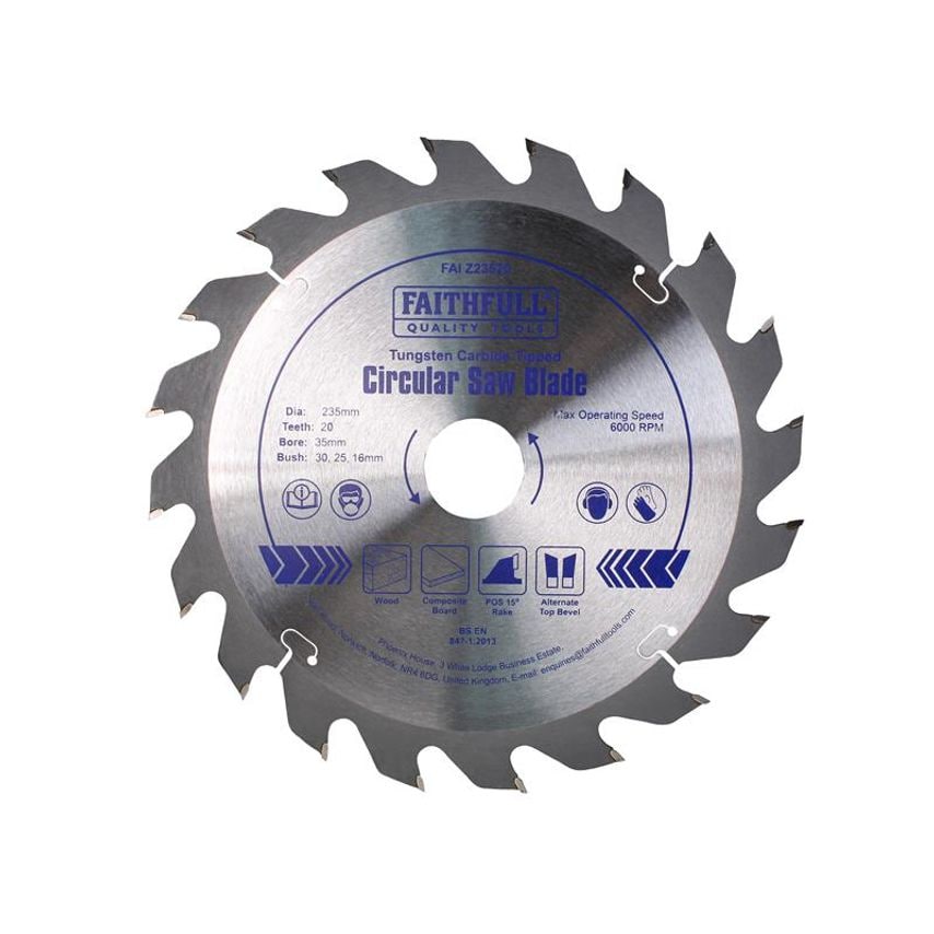 TCT Circular Saw Blade 235 x 35mm x 20T POS FAIZ23520