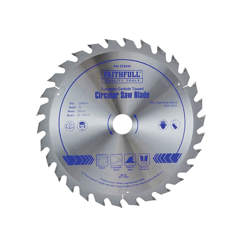 TCT Circular Saw Blade 250 x 30mm x 24T POS FAIZ25024
