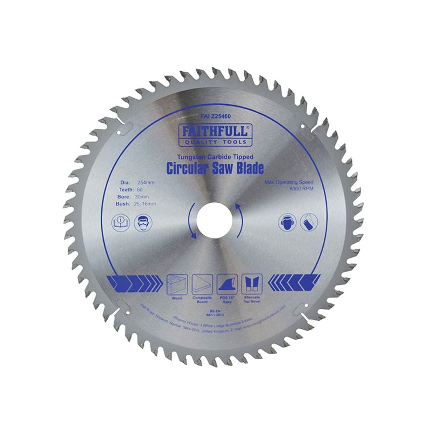 TCT Circular Saw Blade 254 x 30mm x 60T POS FAIZ25460