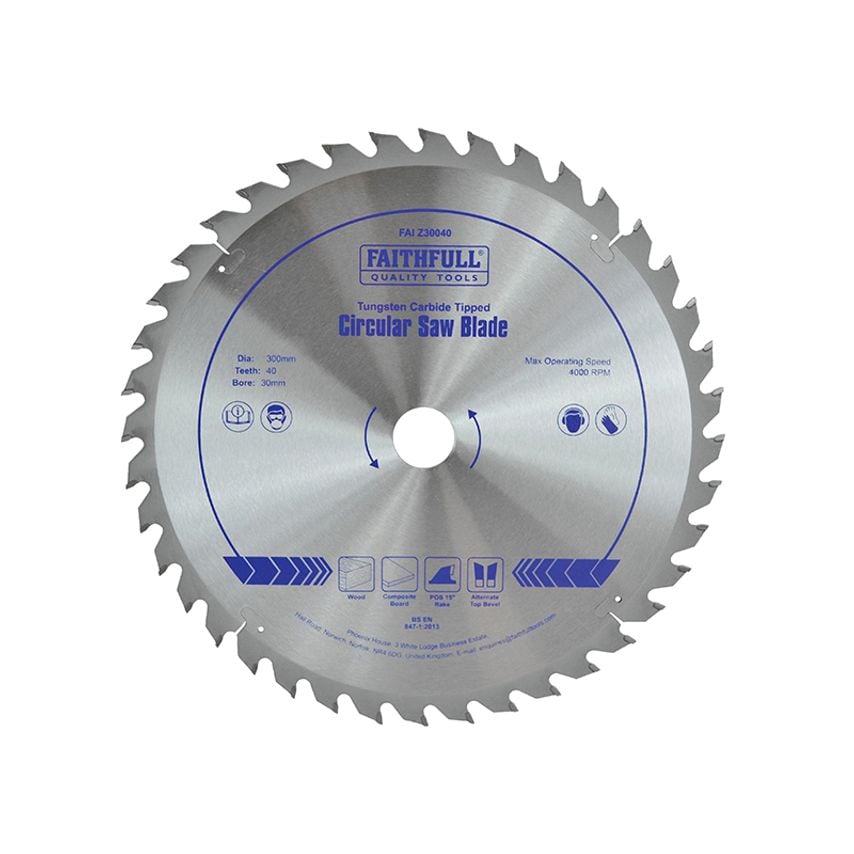 TCT Circular Saw Blade 300 x 30mm x 40T POS FAIZ30040