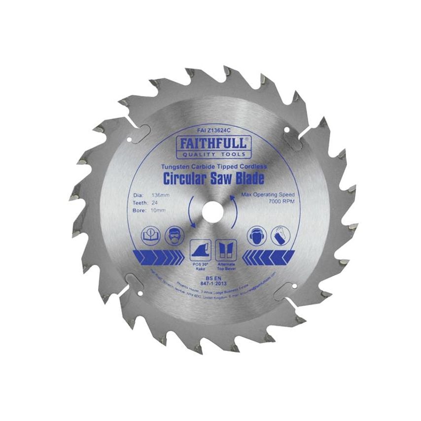 TCT Cordless Trimsaw Blade 136 x 10mm x 24T POS FAIZ13624C