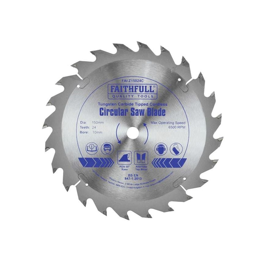 TCT Cordless Trimsaw Blade 150 x 10mm x 24T POS FAIZ15024C