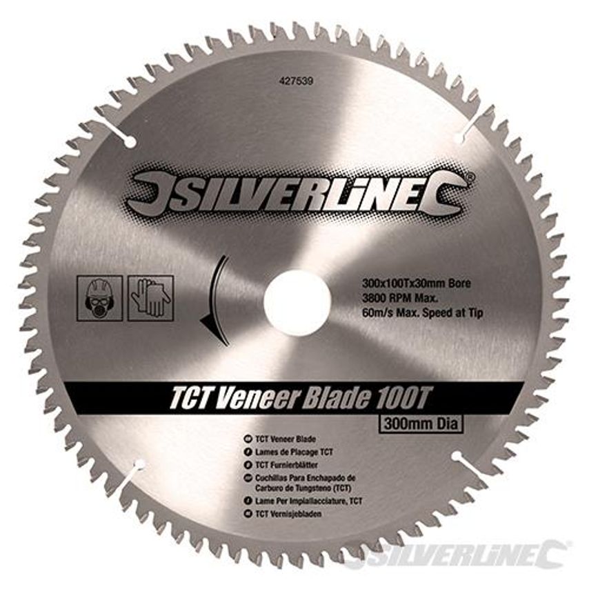 TCT Veneer Blade 100T 300 X 30 - 25, 20, 16mm Rings