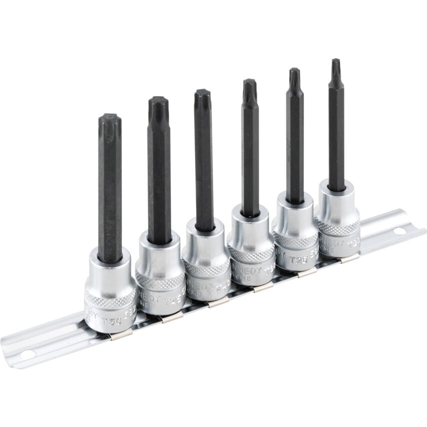 TORX Bit Set 1/2" Square Drive T20 - T50 x 95mm (6 Piece) Chrome Vanadium