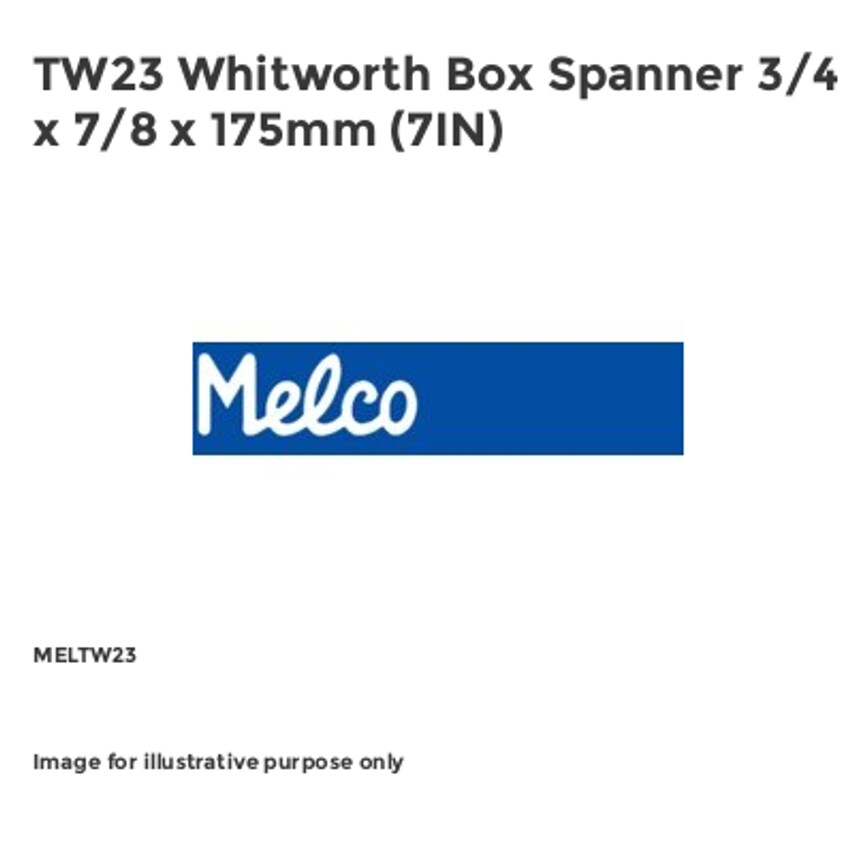 TW23 Whitworth Box Spanner 3/4 x 7/8 x 175mm (7IN) MELTW23
