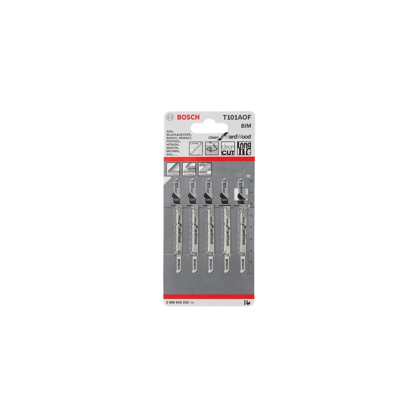 T 101 Aof Special for Laminate Jigsaw Blades - 2 608 634 233, Pack of 5