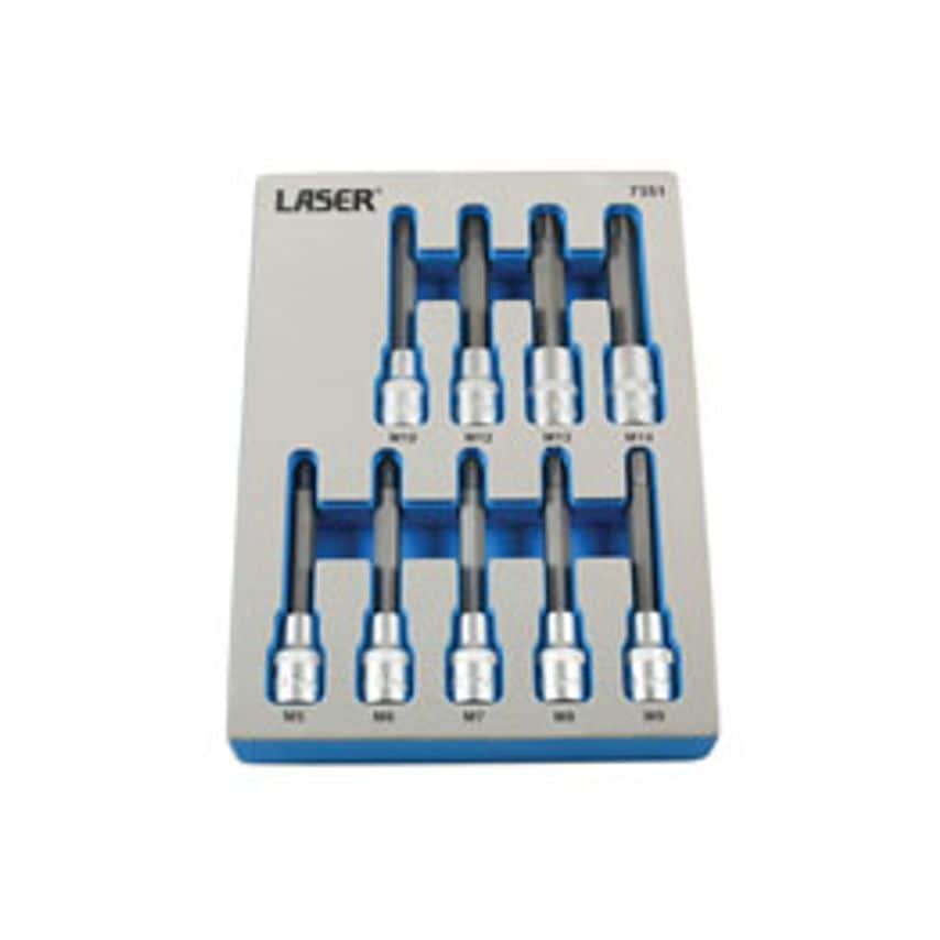 Tamperproof Ribe Socket Bit Set 1/2"D 9 Piece