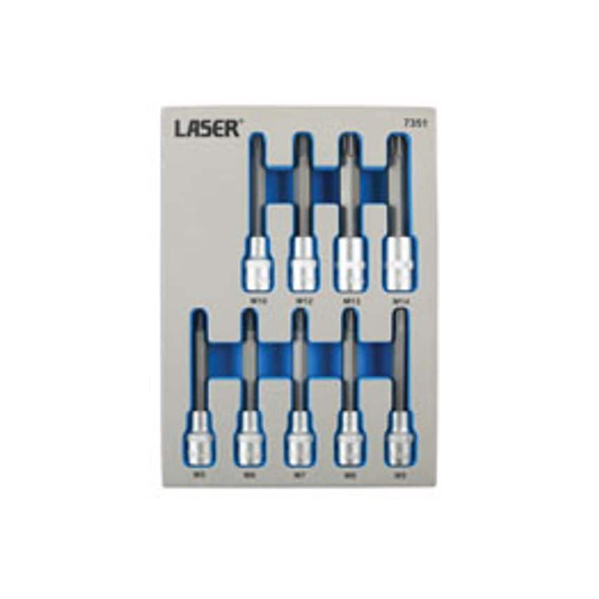 Tamperproof Ribe Socket Bit Set 1/2"D 9 Piece