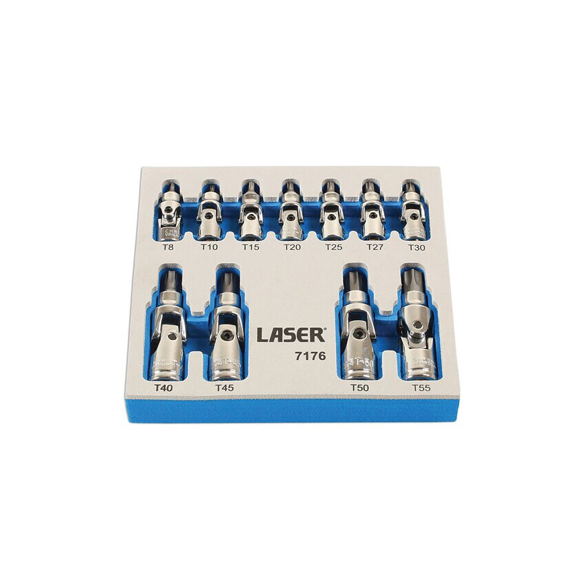 Tamperproof U/j Star Socket Bit Set 1/4"D 3/8"D 11 Piece