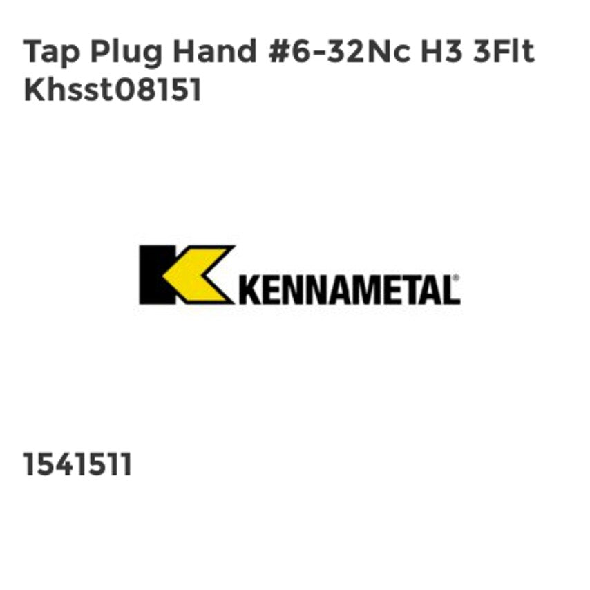 Tap Plug Hand #6-32Nc H3 3Flt Khsst08151