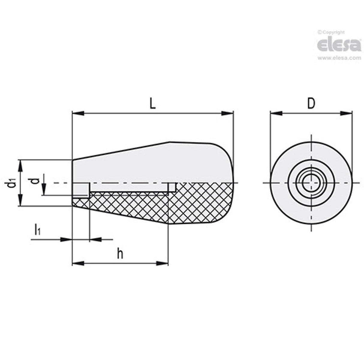 Tapered fixed handle-I.149/65-M10