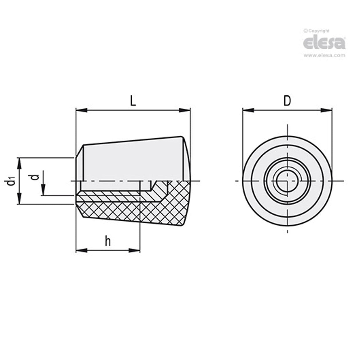 Tapered fixed handle-I.307/20 B-M5