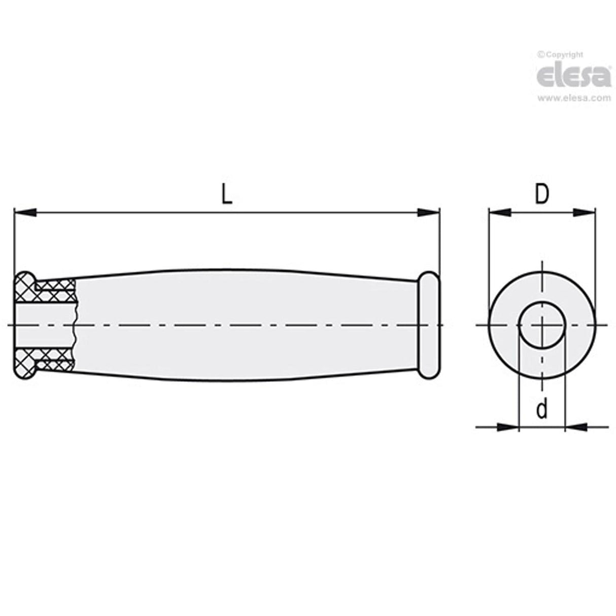 Tapered flanged handle-I.135/120-13