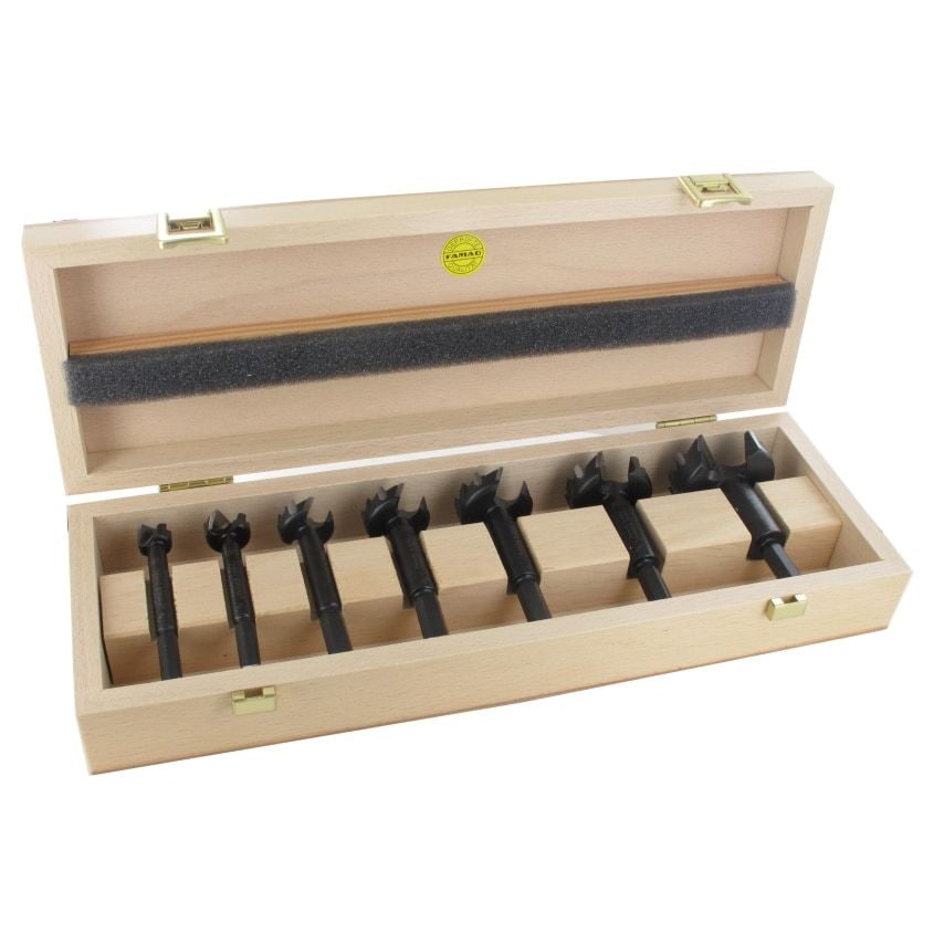 Tct-bormax Forstner Bit Carbide-tipped, Set of 7 Pieces, 15, 20, 25, 30, 35, 40, 50 mm, in Wooden Box, F166357000