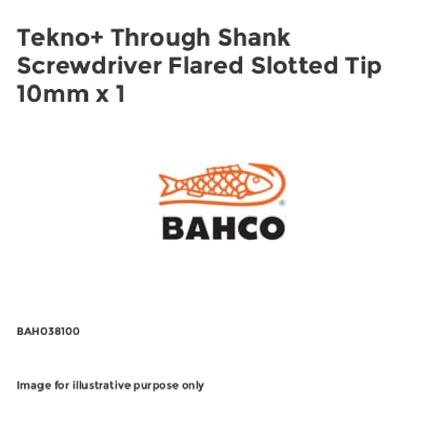 Tekno+ Through Shank Screwdriver Flared Slotted Tip 10mm x 1 BAH038100