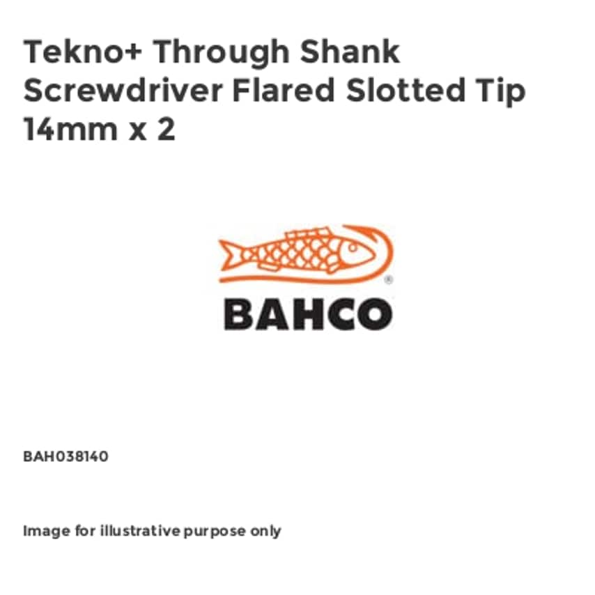 Tekno+ Through Shank Screwdriver Flared Slotted Tip 14mm x 2 BAH038140