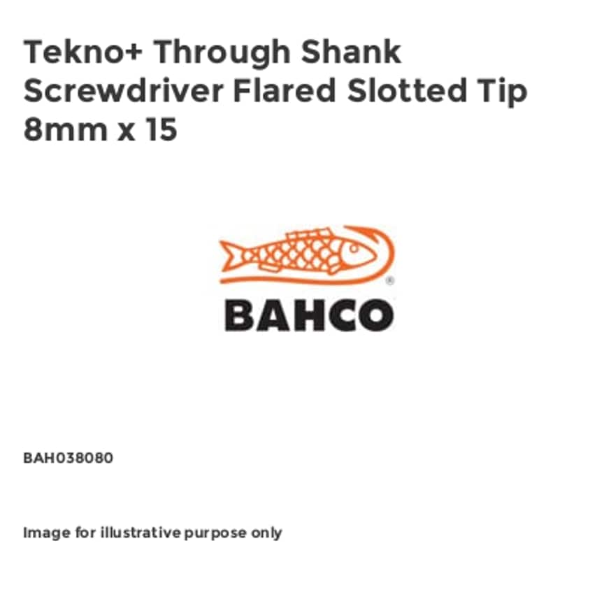 Tekno+ Through Shank Screwdriver Flared Slotted Tip 8mm x 15 BAH038080
