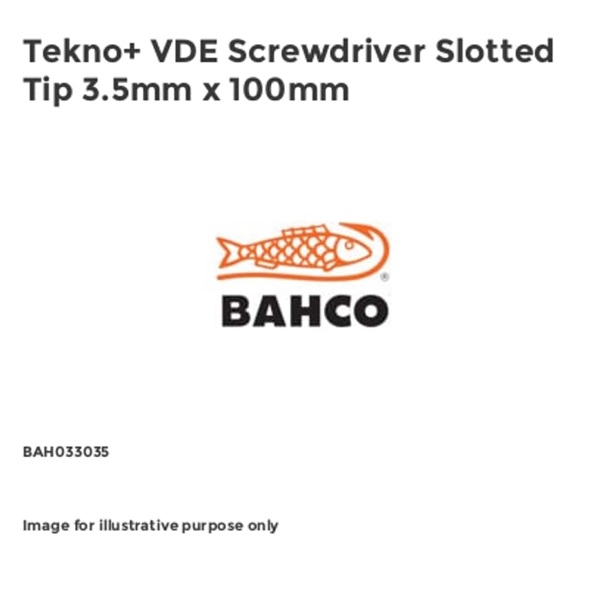 Tekno+ VDE Screwdriver Slotted Tip 3.5mm x 100mm BAH033035
