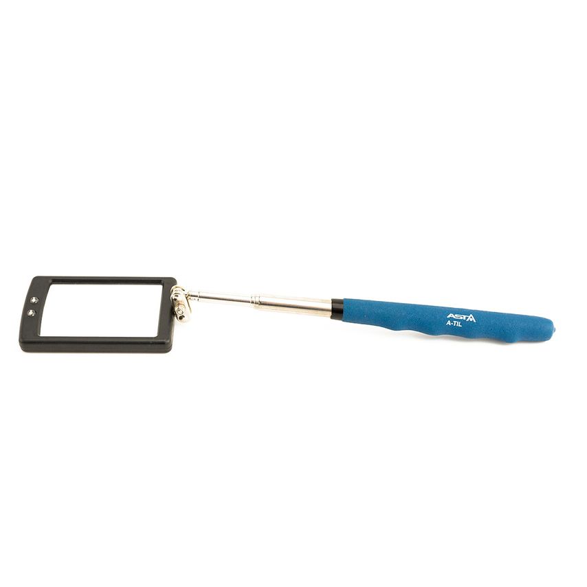 Telescopic Inspection Mirror Tool with 2 LEDs Swivel Large Glass 50x80mm