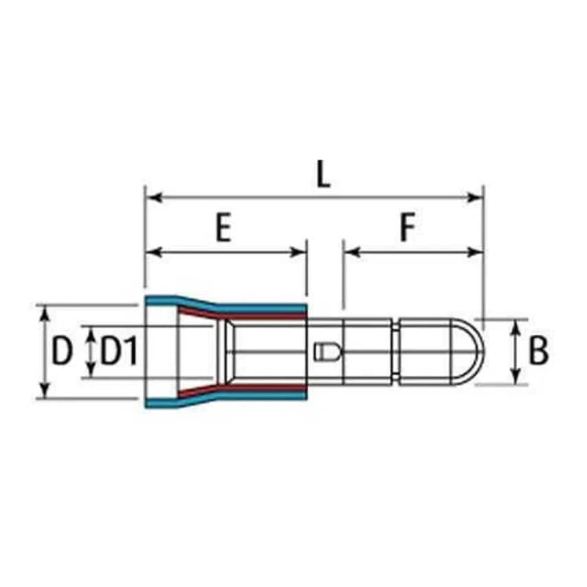 Term Auto Bullet Male (Pack of 100) 10A 0.5-1.5mm2 Red Pre-insula