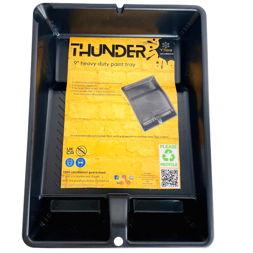 Thunder Premium Quality 9in Heavy Duty Plastic Sturdy Build Paint Roller Tray Single. Black. Size 16" L x 12" W x 3" H