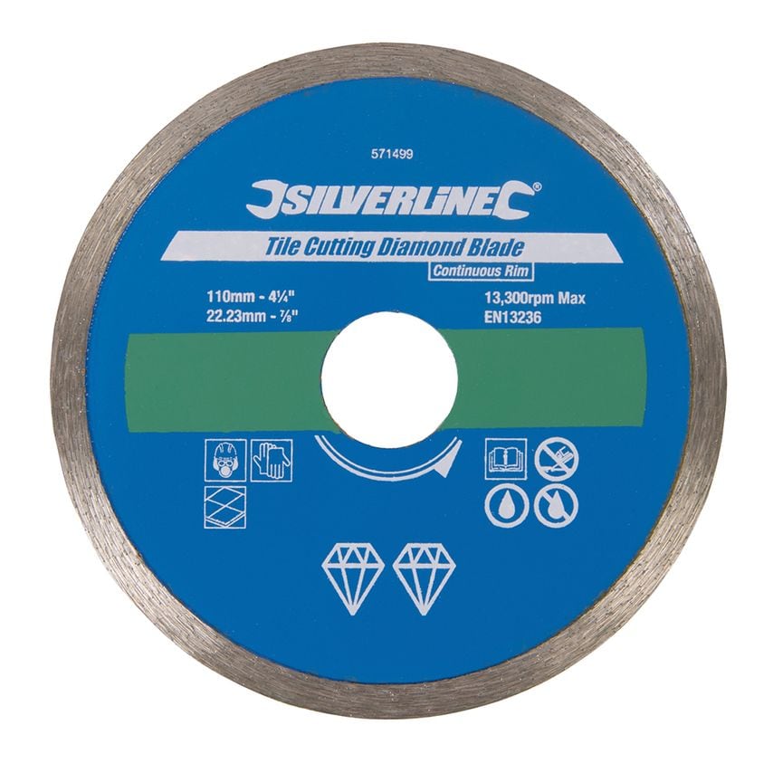 Tile Cutting Diamond Blade 110 X 22.23mm Continuous Rim