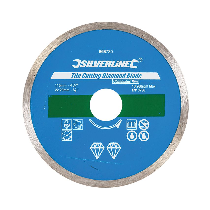 Tile Cutting Diamond Blade 115 X 22.23mm Continuous Rim