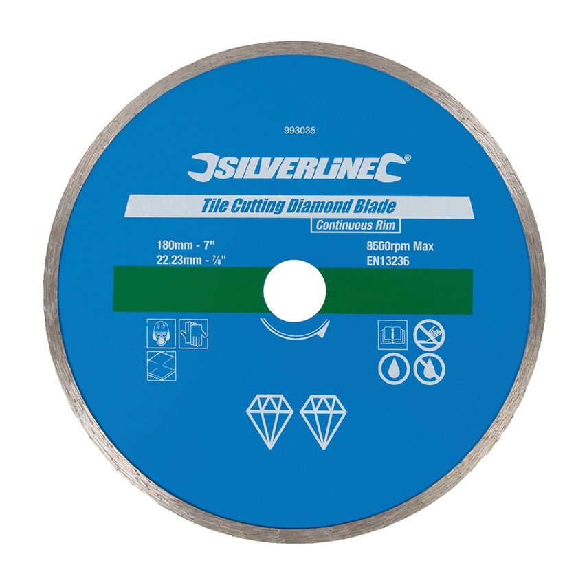 Tile Cutting Diamond Blade 180 X 22.23mm Continuous Rim