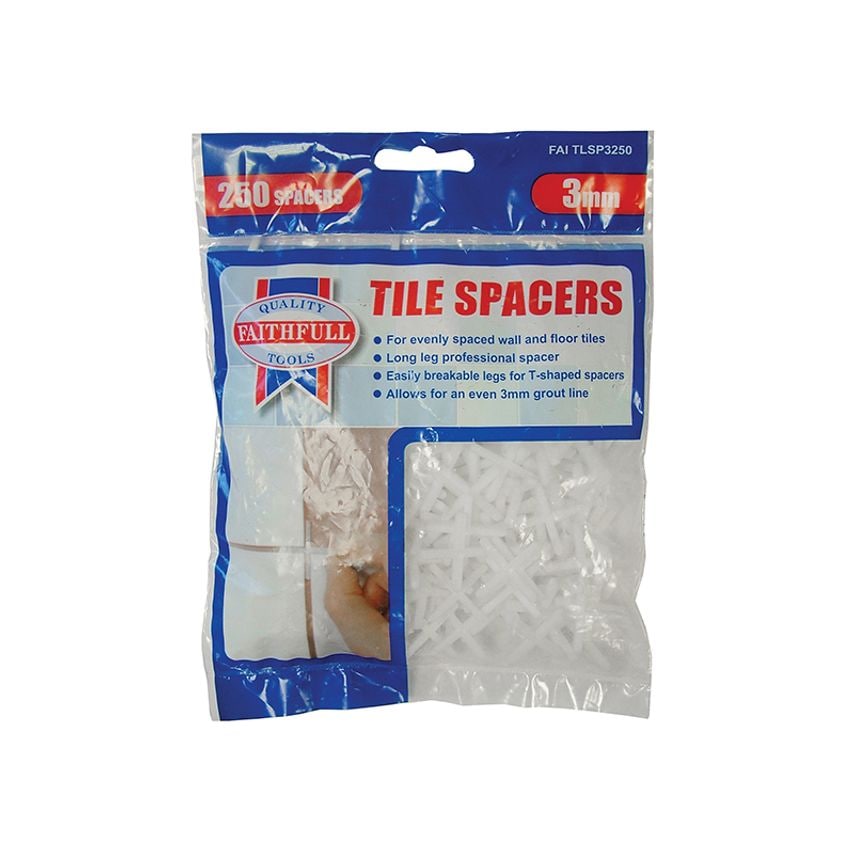 Tile Spacer Long Leg 3mm (Bag 250) FAITLSP3250