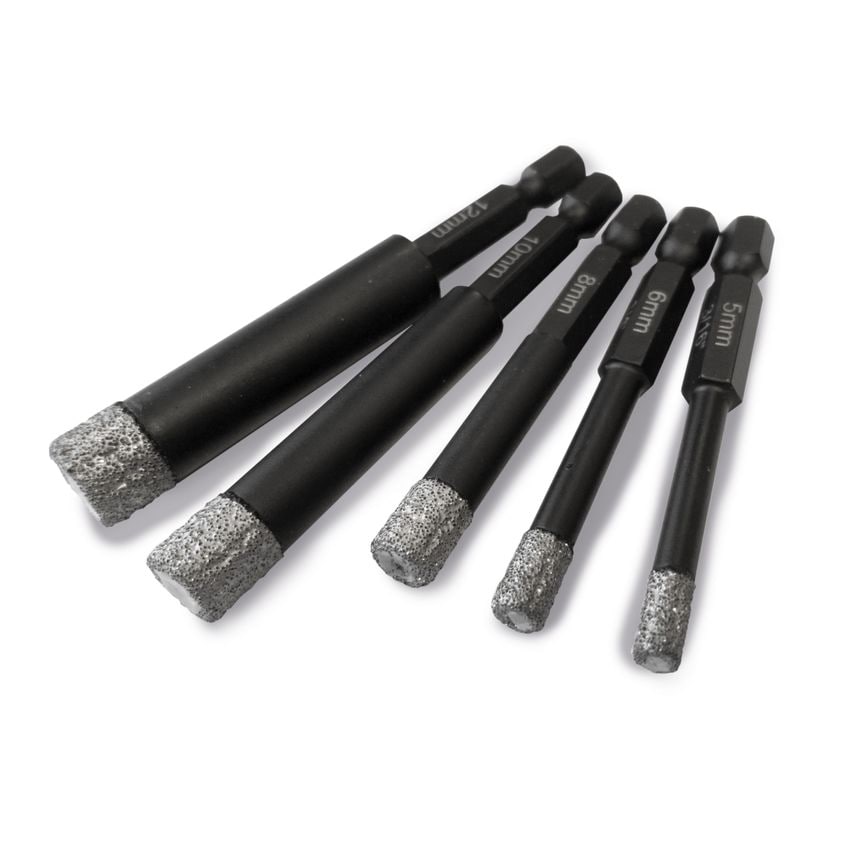 Tilexcut 5 Piece Kit - Tilexcut Diamond Drills 5, 6, 8, 10 & 12mm