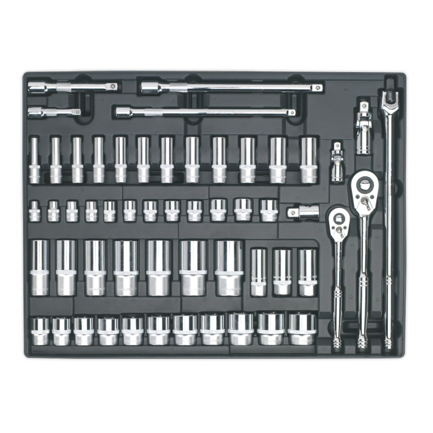 Tool Tray with Socket Set55 Piece 3/8" & 1/2" Square Drive