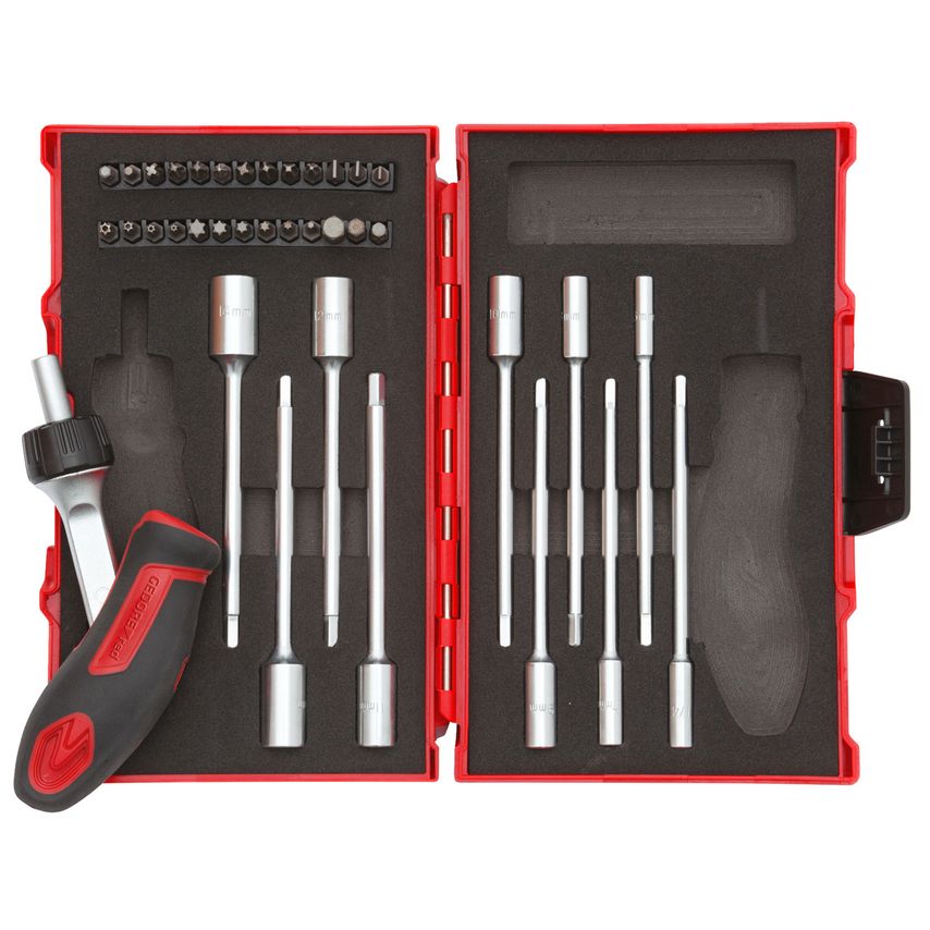 Tool set with T-handle ratchet 1/4 37pcs