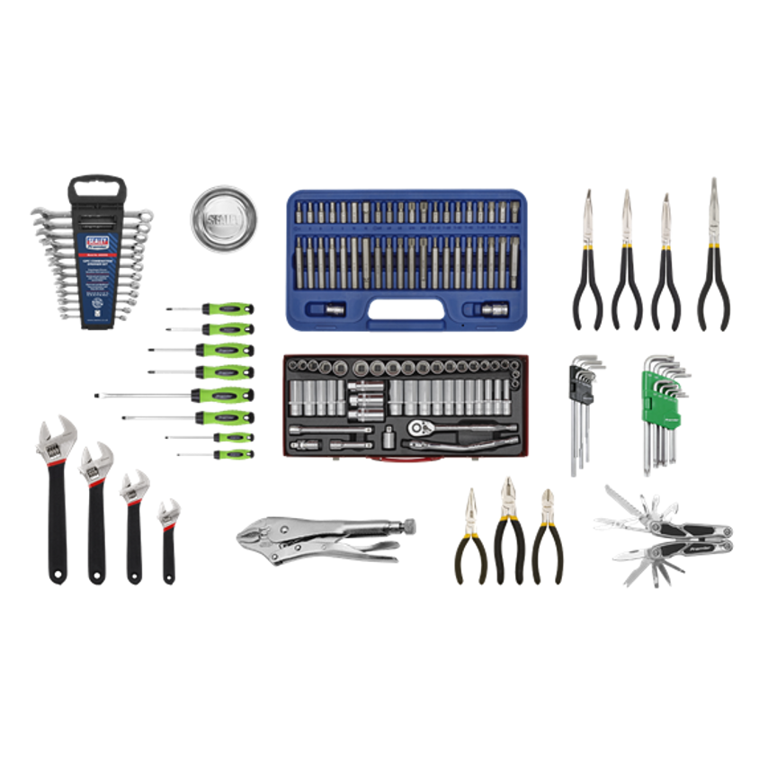 Topchest 5 Drawer with Ball Bearing Slides - Red &139 Piece Tool Kit