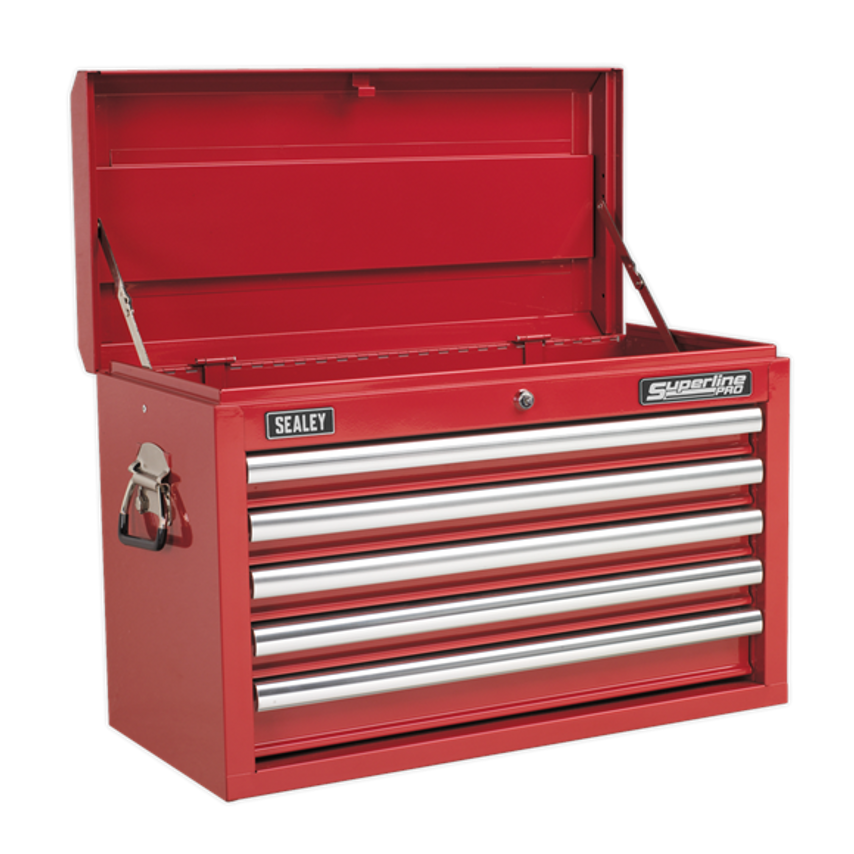 Topchest 5 Drawer with Ball Bearing Slides - Red &139 Piece Tool Kit
