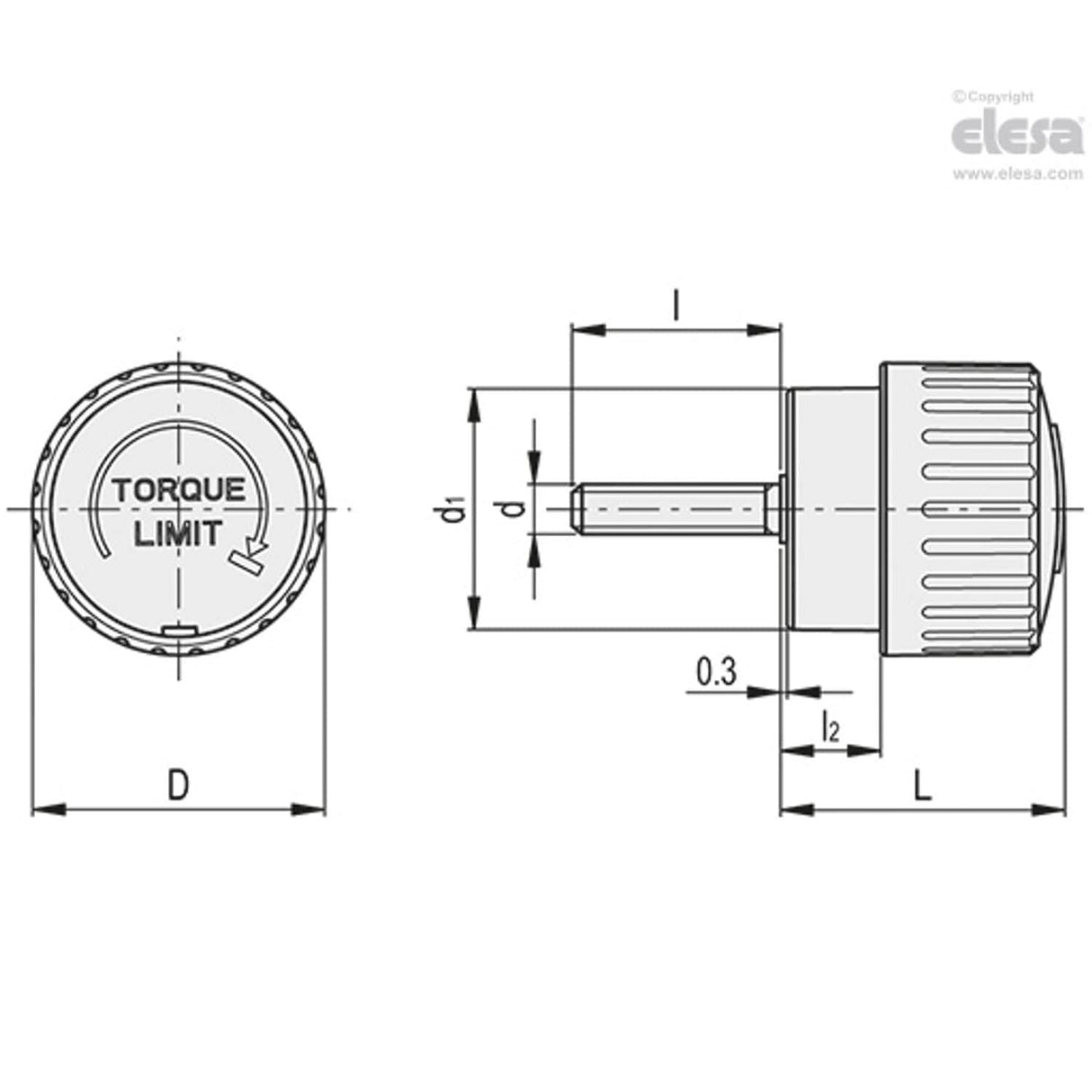 Torque limiting knobs-MZD.50-p-M8x40